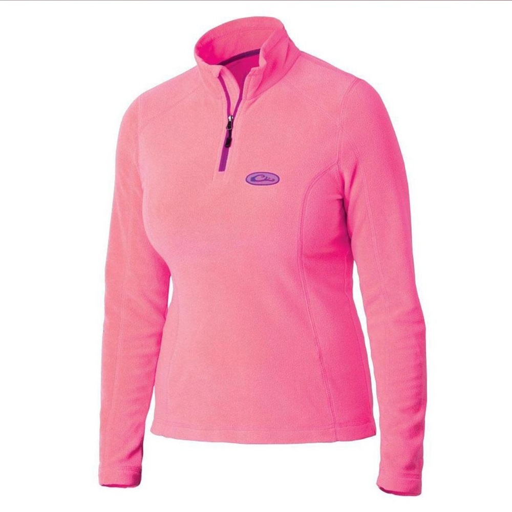 Drake Women’s Fleece Lightweight pullover half zip jacket GUC size Medium Coral